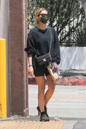 Ashley Benson in Black Biker Shorts and a Crewneck Sweatshirt - Beverly Hills 06/22/2021