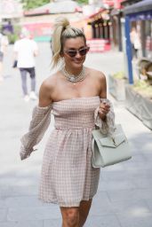 Ashley Roberts in Off  Shoulder Checked Dress 06/24/2021