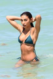 Chantel Jeffries in a Green Bikini on the Beach in Miami 06/07/2021