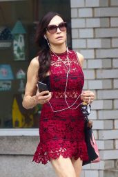 Famke Janssen in Red Mini Dress - New York 06/07/2021