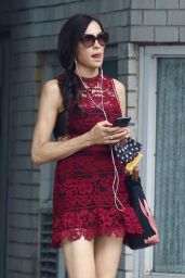 Famke Janssen in Red Mini Dress - New York 06/07/2021