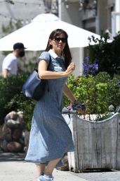 Jennifer Garner in a Blue Floral Dress - Brentwood 06/22/2021