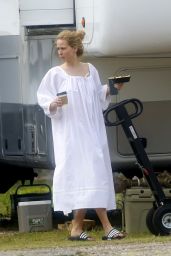 Jennifer Lawrence Wearing a Flowing White Gown - "Red, White and Water" Set in New Orleans 06/10/2021