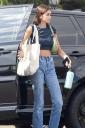 Kaia Gerber in Jeans and a Striped Crop Top - Chino 06/17/2021