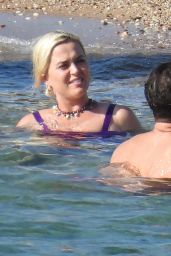 Katy Perry in a Purple Swimsuit - Greece 06/18/2021