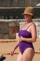 Katy Perry in a Purple Swimsuit - Greece 06/18/2021