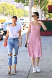 Maya Henry in a Pink Dress at Matsuhisa in West Hollywood 06/16/2021