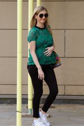 Rachel Riley in a Tight Fitted Green Top at Media City in Salford 06/08/2021