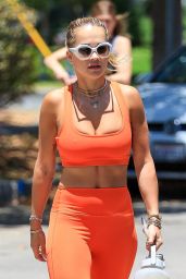 Rita Ora in a Bright Orange Gym Ready Outfit - Los Angeles 06/13/2021