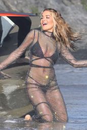 Rita Ora - Recording Music Video on the Beach in Malibu 06/27/2021