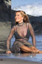 Rita Ora - Recording Music Video on the Beach in Malibu 06/27/2021