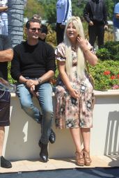 Tori Spelling With Jay Leno at the Concourse D’Elegance in Beverly Hills 06/20/2021