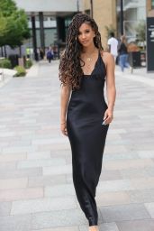 Vick Hope in Black Satin Dress - London 06/06/2021