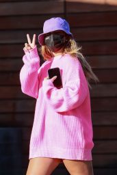 Addison Rae in Pink Shopping at Maxfield’s in West Hollywood 07/20/2021