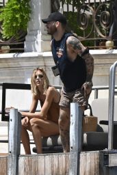 Anja Rubik in a Tanned Brown Matching Top and Shorts- Venice 07/14/2021