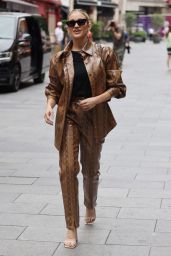 Ashley Roberts in Brown Vinyl Snakeprint Jacket and Matching Trousers - London 07/27/2021