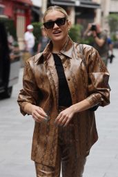 Ashley Roberts in Brown Vinyl Snakeprint Jacket and Matching Trousers - London 07/27/2021