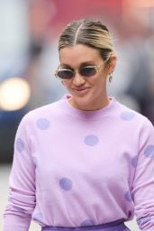 Ashley Roberts in Purple Mini Skirt and Polka Dot Top - London 07/13/2021
