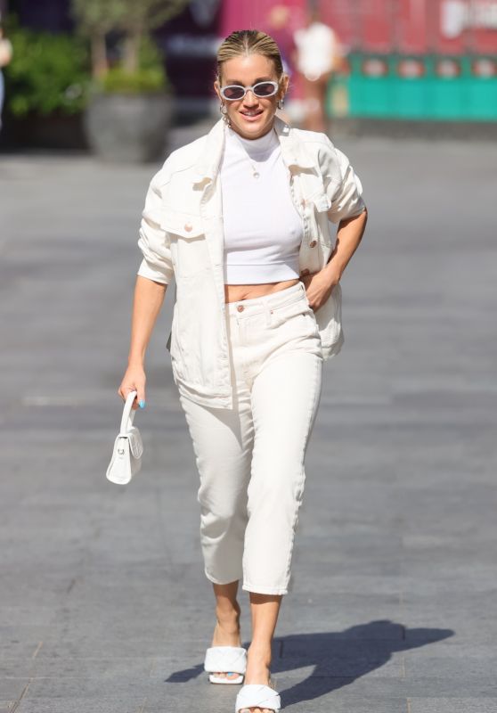 Ashley Roberts in White Denim and Cropped Top - London 07/23/2021