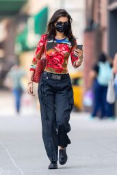 Bella Hadid Wears a Red Rose Shirt - New York 07/26/2021