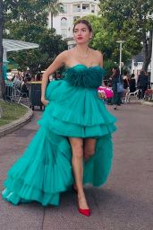 Blanca Blanco in a Green Gown - Photoshoot in Cannes 07/18/2021