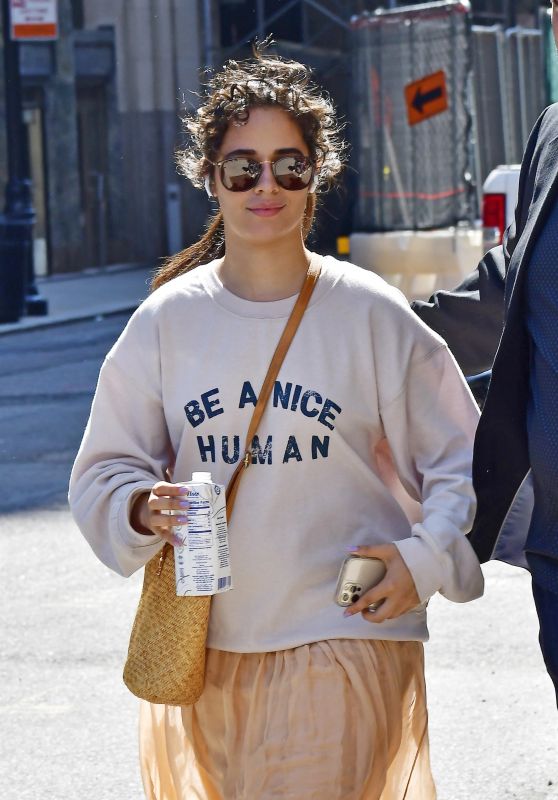 Camila Cabello Wears a "Be A Nice Human" Sweatshirt - New York 07/23/2021