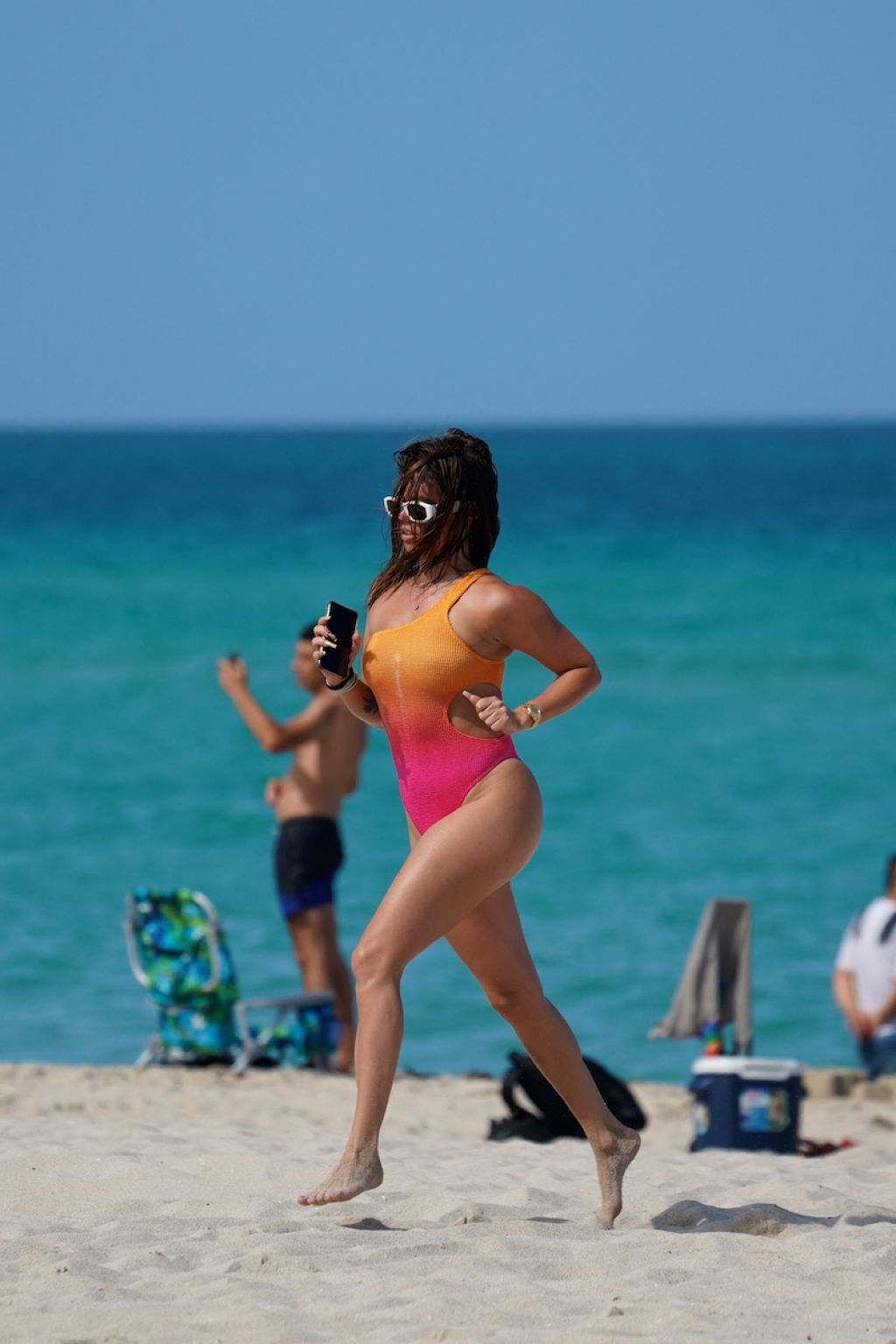 Chanel West Coast in a Multicolor Swimsuit - Miami Beach 07/08/2021 •  CelebMafia