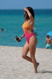 Chanel West Coast in a Multicolor Swimsuit - Miami Beach 07/08/2021