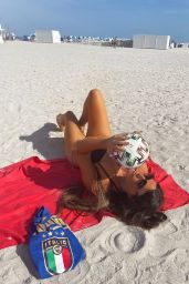 Claudia Romani in a bikini With an Italian Soccer T-shirt 07/10/2021