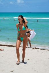 Debbie St. Pierre in a Green Bikini - Beach in Miami 07/11/2021