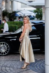 Hofit Golan in a Gold Gown at the Martinez Hotel in Cannes 07/10/2021