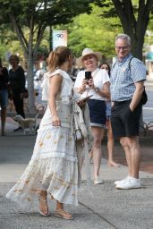 Jennifer Lopez in a Plunging Summer Dress - Shopping in The Hampton, New York 07/05/2021