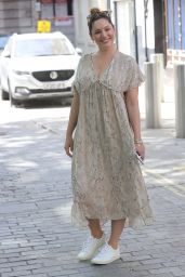 Kelly Brook in a Chiffon Snakeskin Dress in London 07/17/2021