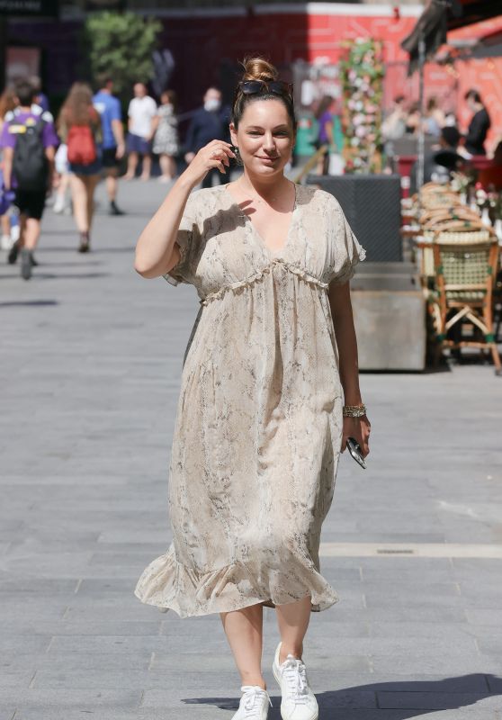 Kelly Brook in a Chiffon Snakeskin Dress in London 07/17/2021