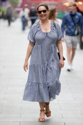 Kelly Brook in a Gingham Cotton Dress in London 07/24/2021