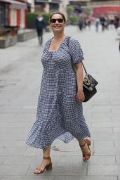 Kelly Brook in a Gingham Cotton Dress in London 07/24/2021