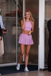 Kimberley Garner in a Pink Mini Skirt and Pink Crop Top at the Martinez ...
