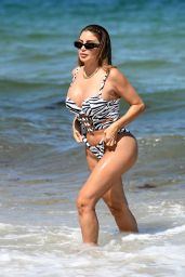 Larsa Pippen in a Zebra Print Bikini - Beach in Miami 07/20/2021