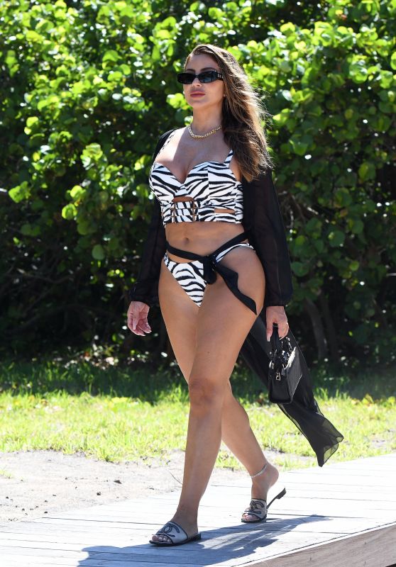 Larsa Pippen in a Zebra Print Bikini - Beach in Miami 07/20/2021