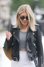 Mollie King in Joggers Sandals and Crop Top - London 07/04/2021