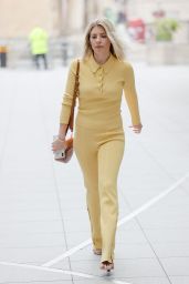 Mollie King in Tight Matching Yellow Trousers and Top - London 07/25/2021