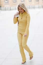 Mollie King in Tight Matching Yellow Trousers and Top - London 07/25/2021