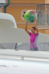 Natascha Poly on Her Yacht in the Saint Tropez Harbor 07/19/2021