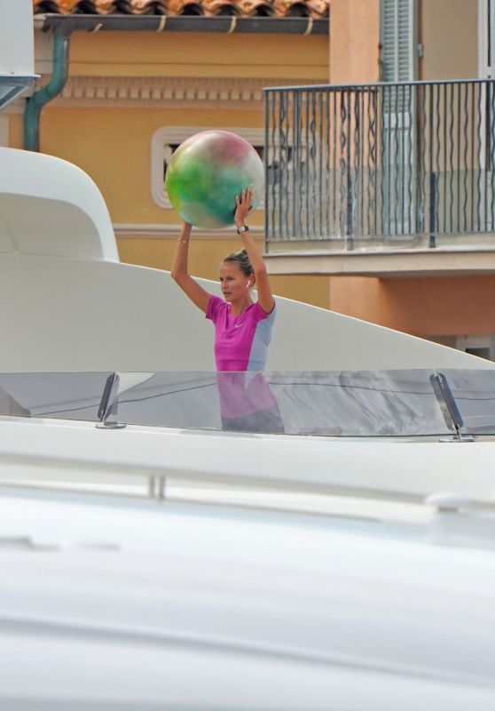 Natascha Poly on Her Yacht in the Saint Tropez Harbor 07/19/2021