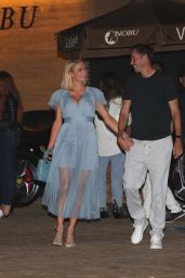 Paris Hilton in a Baby Blue Dress at Nobu in Malibu 07/17/2021