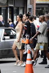 Rihanna in a Multicolored Knit Bikini Top and Black Heels - Bronx 07/10/2021