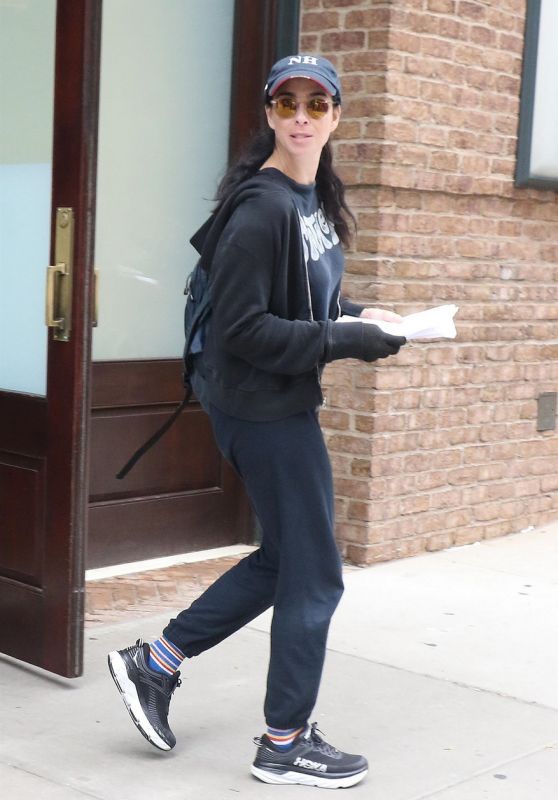 Sarah Silverman in Sweats and a Hoodie - New York  07/08/2021