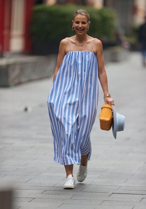 Vogue Williams in Striped Summer Dress - London 07/25/2021