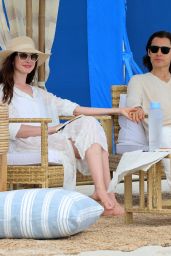 Anne Hathaway - "WeCrashed" Filming Set at The Shores Atlantic Beach 08/16/2021