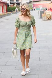 Ashley Roberts in a Floral Olive Dress in London 08/04/2021